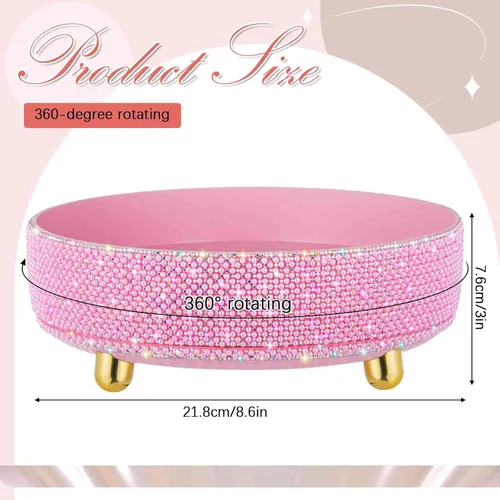 Miniatura 2 de Honeydak - Organizador de perfume giratorio de 360 grados, regalo para mujeres, organizador de cuidado de la piel con diamantes de imitación