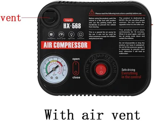 Miniatura 4 de Inflador de neumáticos portátil, compresor de aire, presión de la bomba con medidor de neumáticos de emergencia y ventilación de luz LED