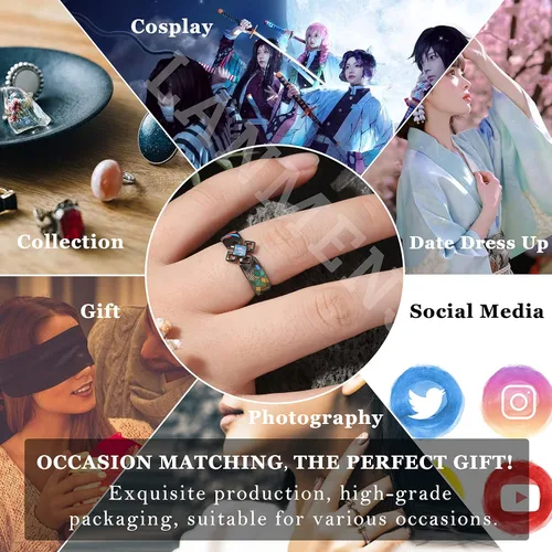 Miniatura 5 de LANMENSY Demon Slayer Anillos de anime Joyería original de plata de ley 925 "All24 estilos" nuevo Tamaño ajustable Kimetsu No Yaiba Cosplay Moda