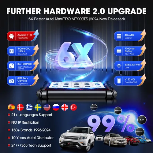 Miniatura 9 de Autel Scanner MaxiPRO MP900TS, 2026 8 pulgadas MP900-TS Top TPMS y ECU C0ding como MS906 Pro-TS, hasta de MaxiSYS MS906 PRO MP900BT MK900TS