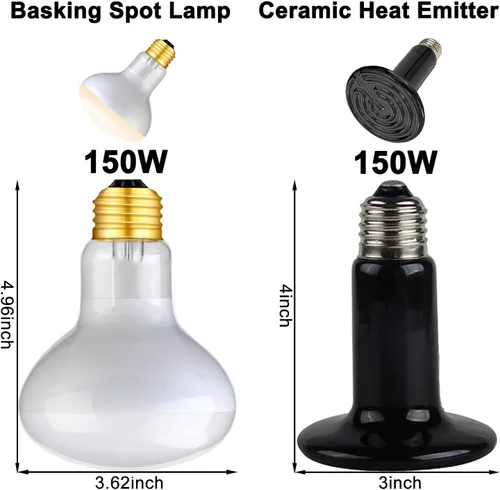 Miniatura 2 de DXOPHIEX Lámpara de doble reptil, lámpara de calor de reptil con bombilla de 150 W y emisor de calor de cerámica, lámpara de calor de doble cúpula
