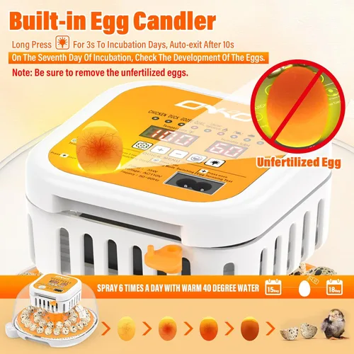 Miniatura 4 de 36 incubadoras de codorniz para incubar huevos, incubadora de huevos de codorniz con giro automático de huevos y control de humedad, control