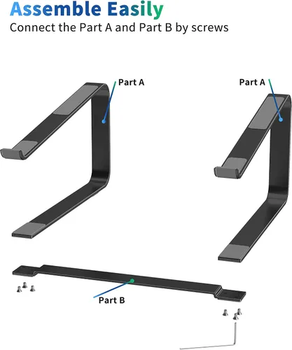 Miniatura 4 de SOUNDANCE Soporte de computadora portátil para escritorio, elevador ergonómico de metal para portátiles de 12 a 17.3 pulgadas, soporte de escritorio