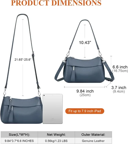 Miniatura 39 de Over Earth Genuine Leather Crossbody Bags for Women Small Hobo Handbags Shoulder Purses with 2 Detachable Straps