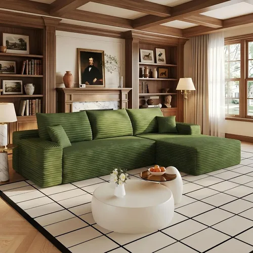 Miniatura 31 de Sofá modular Cloud de 107 pulgadas, sofá modular en forma de L con diván de gran tamaño orientado hacia la izquierda, sofá de pana de asiento