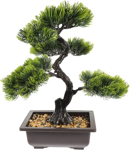 Árbol de pino bonsái artificial, simulación de imitación de planta en maceta, exhibición de escritorio, adornos de maceta de árbol falso, planta de
