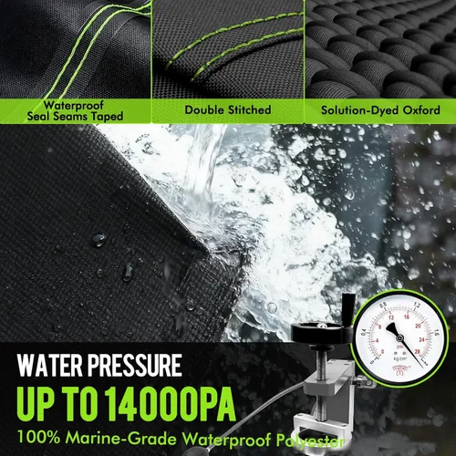 Funda Impermeable 1200D para Barco con Cubierta de Motor, Lona Marina Solution-Dye Cubierta de Barco Remolcable 16-18.5 pies para Barcos de 16 pies