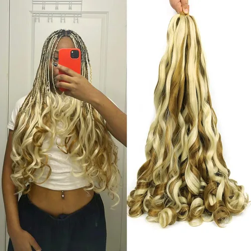 Miniatura 19 de Cabello rizado francés trenzado de 10 pulgadas, color 4, cabello rizado preestirado, 8 paquetes de trenzas de ganchillo de rizo francés para trenzas