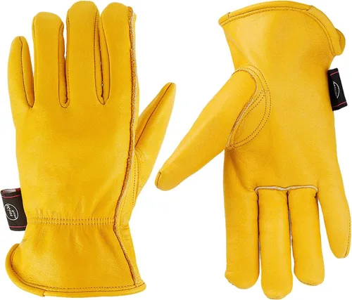 Guantes de trabajo de cuero perfectos para jardinería, corte, construcción, motocicleta, hombres y mujeres, 1 par