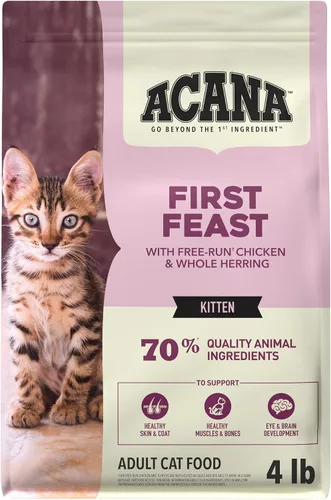 ACANA Comida seca para gatitos First Feast pollo y pescado, bolsa de 4 libras