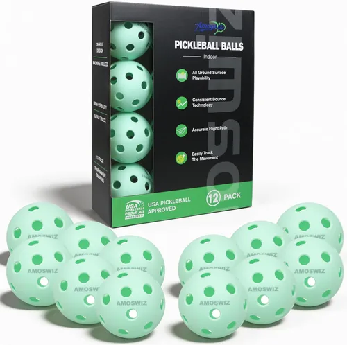 Miniatura 16 de Indoor Pickleball Balls, 6/12 Pack of 26 Holes Pickleballs, USAPA Approved Indoor Pickleballs Set, High Visibility Durable Pickle Balls for Training