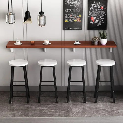 Miniatura 9 de Mesa de comedor plegable montada en la pared, mesa plegable de madera, mesa larga y estrecha, adecuada para tienda de té con leche, mesa de bar