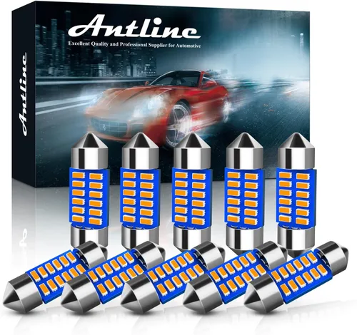 Antline 6614 6641 6612F 6615 F30-WHP TS-14V1CP Bombilla LED de 1.142 in 1.14 pulgadas, amarillo ámbar, superbrillante, Canbus, libre de errores, 12