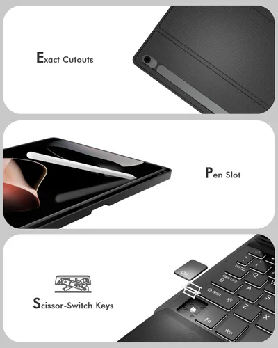 Miniatura 7 de Doohoeek Funda de teclado para Samsung Galaxy Tab S10 Lite de 10.9 pulgadas 2025 / S10 FE / S9 FE / S9, teclado Bluetooth con trackpad