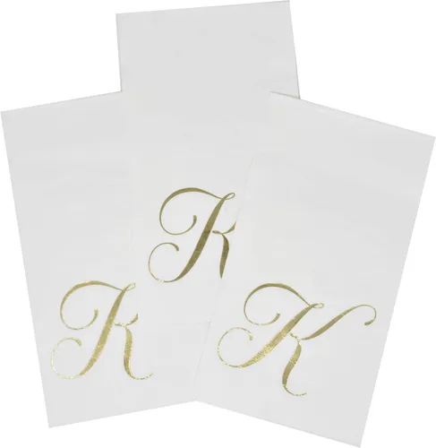 Miniatura 5 de Gift Boutique 100 servilletas doradas con monograma para invitados, letra K, toallas de mano desechables de papel metálico para baño, tocador, boda