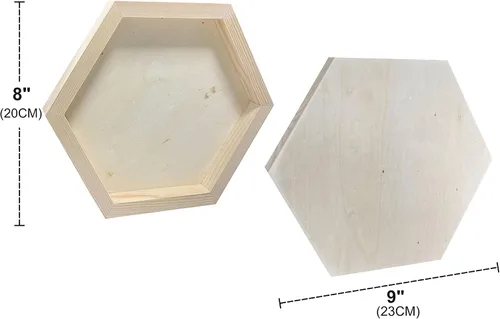 Miniatura 2 de Lienzo de madera hexagonal para manualidades, tableros de madera enmarcados para pintar (8 x 9 pulgadas, 6 unidades)