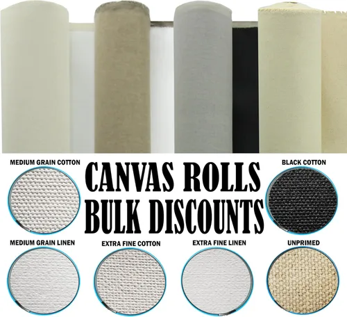 Rollos de lona para pintar tela de lona grande en blanco por yarda. Rollo de lienzo imprimado de 72 x 6 yardas (18 pies) de 7 onzas, pato de