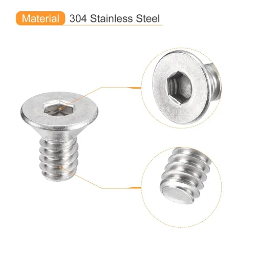 Miniatura 4 de uxcell tornillos de cabeza avellanada plana #10-24x3/8, 25 piezas de tornillos de cabeza plana con rosca completa de acero inoxidable 304, tornillos