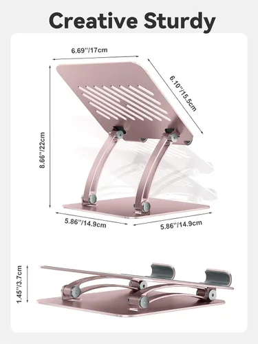 Miniatura 6 de tounee Soporte para tableta, soporte de escritorio de aluminio ajustable de doble barra, compatible con iPad de 4.7 a 16.9 pulgadas, tabletas de Oro