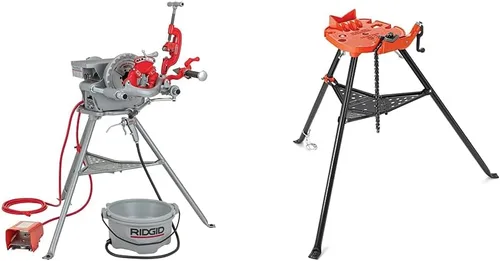 Miniatura 9 de RIDGID 15682 Modelo 300 Power Drive Complete, máquina roscadora de tubos de 38 RPM y llave de tubo recta de aluminio de 1/2 pulgada a 3/4 pulgadas