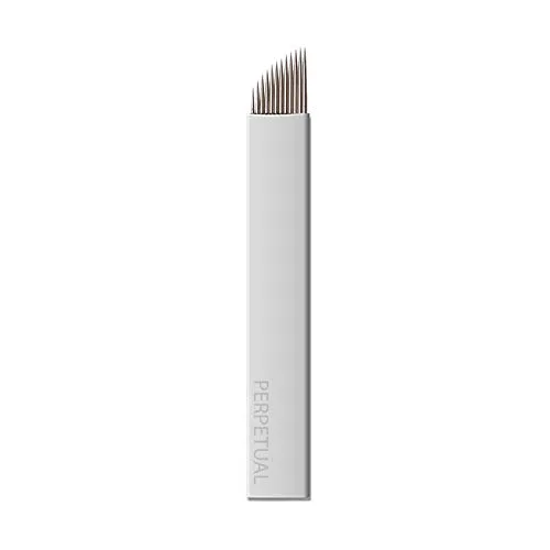 Miniatura 4 de 50 14CF Microblading Microblades 14 agujas flexibles planas curvadas maquillaje permanente inclinado Micro cuchillas planas cejas manuales