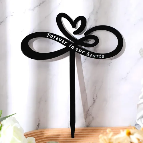 Miniatura 4 de Fumete Estaca de Placa Conmemorativa en Forma de Corazón, Estacas Conmemorativas Para Siempre en Nuestros Corazones, Decoraciones de Cementerio