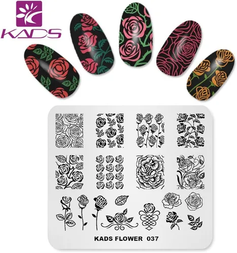 Miniatura 2 de KADS Plato de estampado de uñas Plantilla de flores Placas de diseño de imagen para decoración de uñas y arte de uñas DIY (FL037)