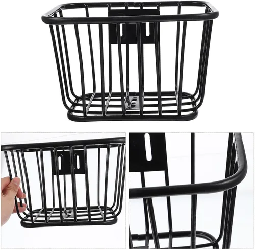 Miniatura 5 de Cesta de manillar de bicicleta para niños, cesta de bicicleta de hierro desmontable con diseño hueco para niños, fácil instalación