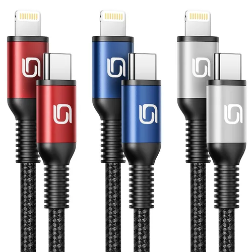 Miniatura 11 de Cable de carga para iPhone [certificado MFi de Apple], paquete de 3 cables USB-A a Lightning de 3 pies, cable de carga rápida trenzado de nailon