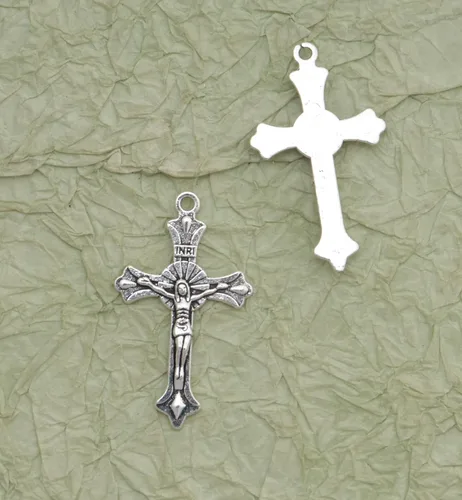 Miniatura 3 de 30 dijes de crucifijo de Jesús para fabricación de joyas de 1.5 x 0.9 in, colgantes de cruz vintage para mujeres, collares, pulseras, suministros