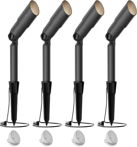 VENUS MANUFACTURING Paquete de 4 focos de bajo voltaje e reflector de 12 V resistentes a la intemperie para paisajes al aire libre, focos halógenos