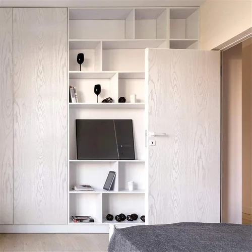 Miniatura 4 de Papel de vinilo Yancorp con textura de madera, de grano blanco, acabado en mate, rollo de vinilo autoadhesivo para forrar cajones, encimeras