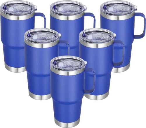 Miniatura 25 de Vaso térmico de acero inoxidable de 20 oz con asa, envase a granel, vasos termales metálicos aislados, taza de café de viaje con asa, vaso de doble
