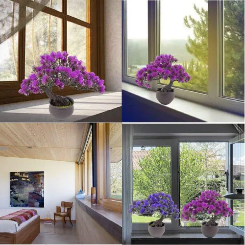 Miniatura 6 de Árbol de enebro artificial en maceta, pino japonés sintético, simulación de bonsái, jardín zen, planta falsa para el hogar, oficina, escaparate