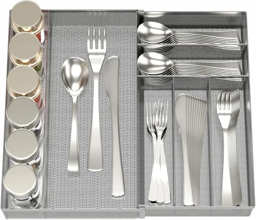 JANE EYRE Organizador de cajón de utensilios – Bandeja expandible para cubiertos, divisor de almacenamiento de cubiertos/vajilla para cocina, diseño