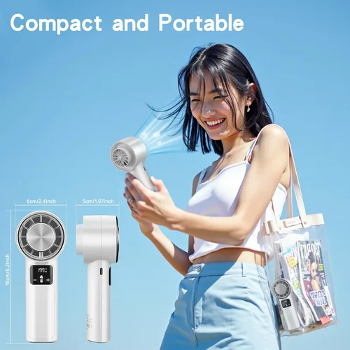 Miniatura 5 de Ventilador turbo portátil de alta velocidad con enfriador de hielo, pantalla LED, ventilador recargable de 3600 mAh, hasta 9 horas