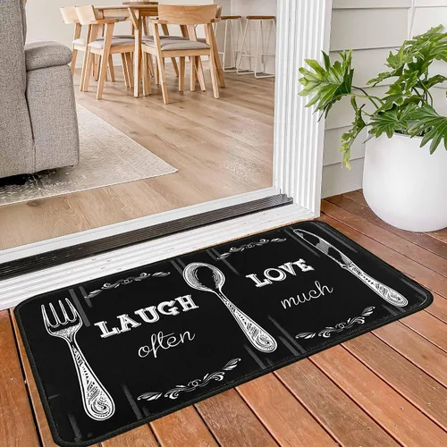 Miniatura 9 de Alfombras y tapetes negros de cocina antideslizantes, lavables, resistentes a las manchas y a la decoloración, adecuados para tapetes de cocina
