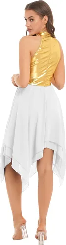 Miniatura 57 de easyforever Vestido de baile sin mangas con bloques de color para mujer, alabanza litúrgica, ropa de baile lírico, vestido de bata de adoración