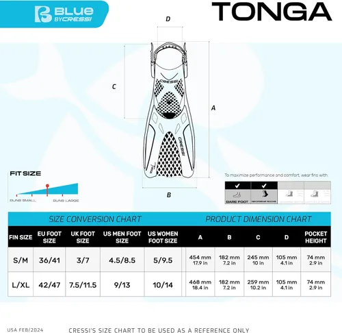 Miniatura 6 de Cressi Adult Complete Snorkeling Set (Mask, Dry Snorkel, Adjustable Fins) - Lightweight Traveling Equipment - Tonga Pro Dry Set: Designed in Italy