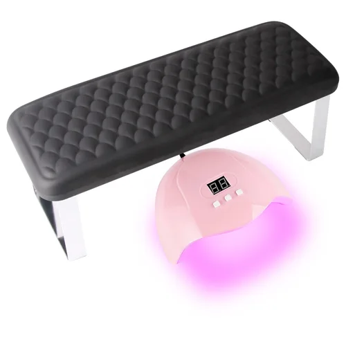 Miniatura 12 de Reposabrazos para tecnología de uñas, piel sintética, diseño de pez, para manicura y pedicura, color rosa