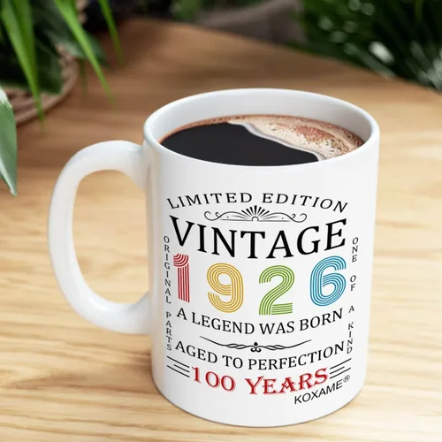 Miniatura 4 de Regalos de cumpleaños número 100 para hombres, taza de café vintage de 1926 de 11 onzas para mujeres, regalo de broma para hombre de 100 años