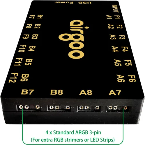 Miniatura 3 de Airgoo Command Core X28, controlador magnético ARGB de 16 canales y concentrador de ventilador PWM de 12 canales 2 en 1, iluminación de PC