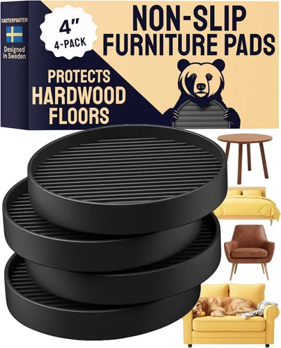 Miniatura 11 de CasterMaster Almohadillas antideslizantes para muebles de 3 pulgadas, protectores de piso de goma para patas de sillas para madera dura, tazas