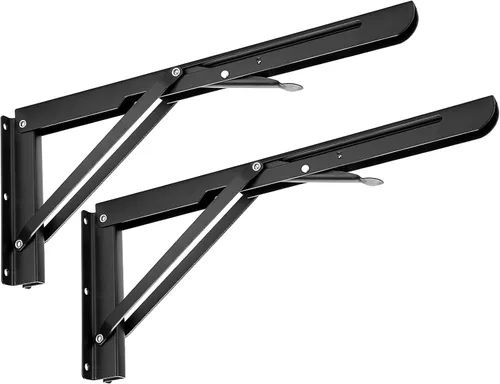 Miniatura 16 de Sumnacon Soportes plegables resistentes para estantes – Banco de mesa triangular de metal resistente, soporte de estante plegable de 10 pulgadas, 2
