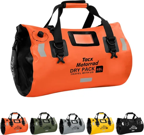 Miniatura 13 de Bolsa de lona impermeable para hombres y mujeres, mochila seca enrollable con correas de fijación rápida, bolsa de sillín de motocicleta para Gris