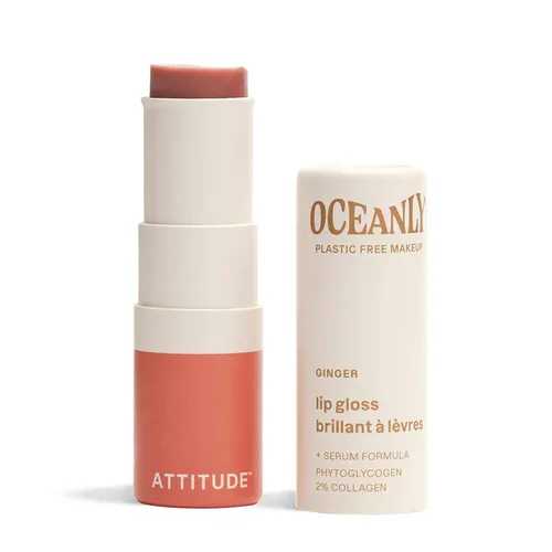 ATTITUDE Oceanly - Barra de brillo de labios transparente, verificado por EWG, sin dióxido de titanio, maquillaje y belleza veganos, sin crueldad,