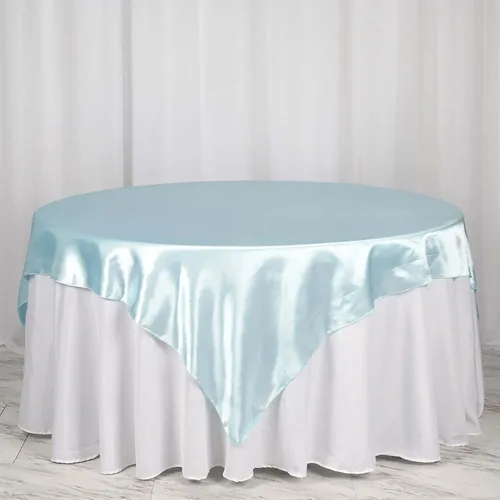 Miniatura 22 de Efavormart Paquete de 5 Sobremanteles Cuadrados de Satén de 60" para Decoraciones de Mesa de Bodas, Catering y Fiestas, Cubierta de Mantel Negro