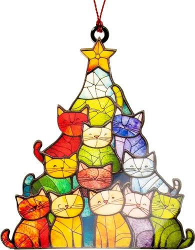 Miniatura 7 de Regalos para amantes de los gatos para mujeres, lindos adornos de gato, divertidos adornos de Navidad 2026, decoración de Navidad para árbol