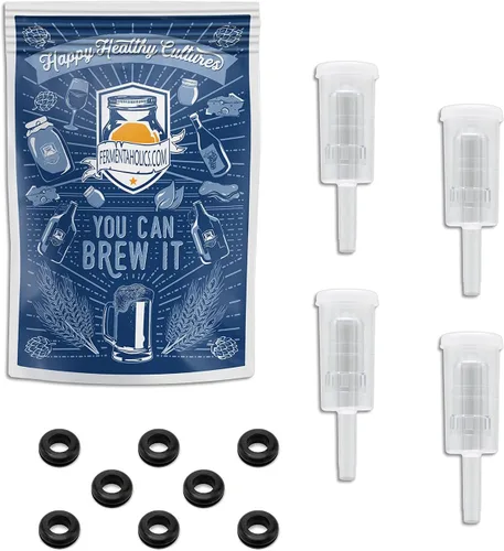 Miniatura 9 de Fermentaholics Juego de esclusas con ojales – 4 esclusas y 8 ojales para vino casero, cerveza, sidra, kimchi, chucrut – conservación, elaboración