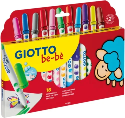Miniatura 3 de GIOTTO be-bè Bolígrafos de punta de fieltro para colorear para niños pequeños, caja de 12 colores surtidos, súper lavables, ideales para la escuela